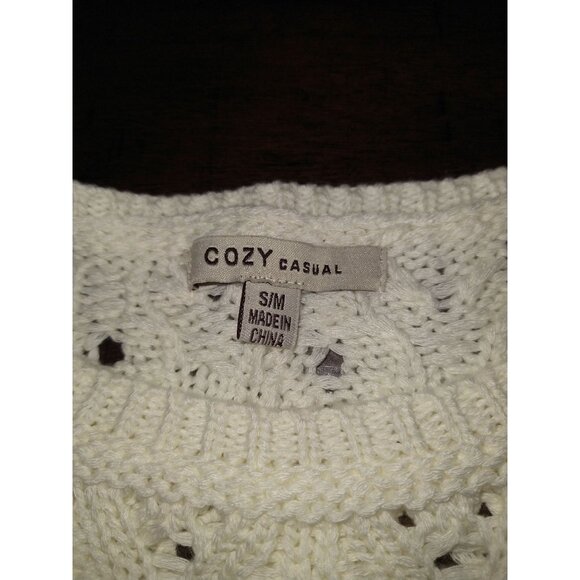 Vintage-Inspired Cream Knit Sleeveless Top S Cozy Casual - Picture 3 of 14